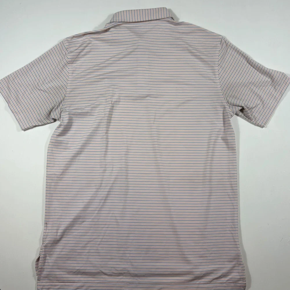 Peter Millar Summer Comfort Polo Kinloch Course Mens Large Striped Blue Orange
